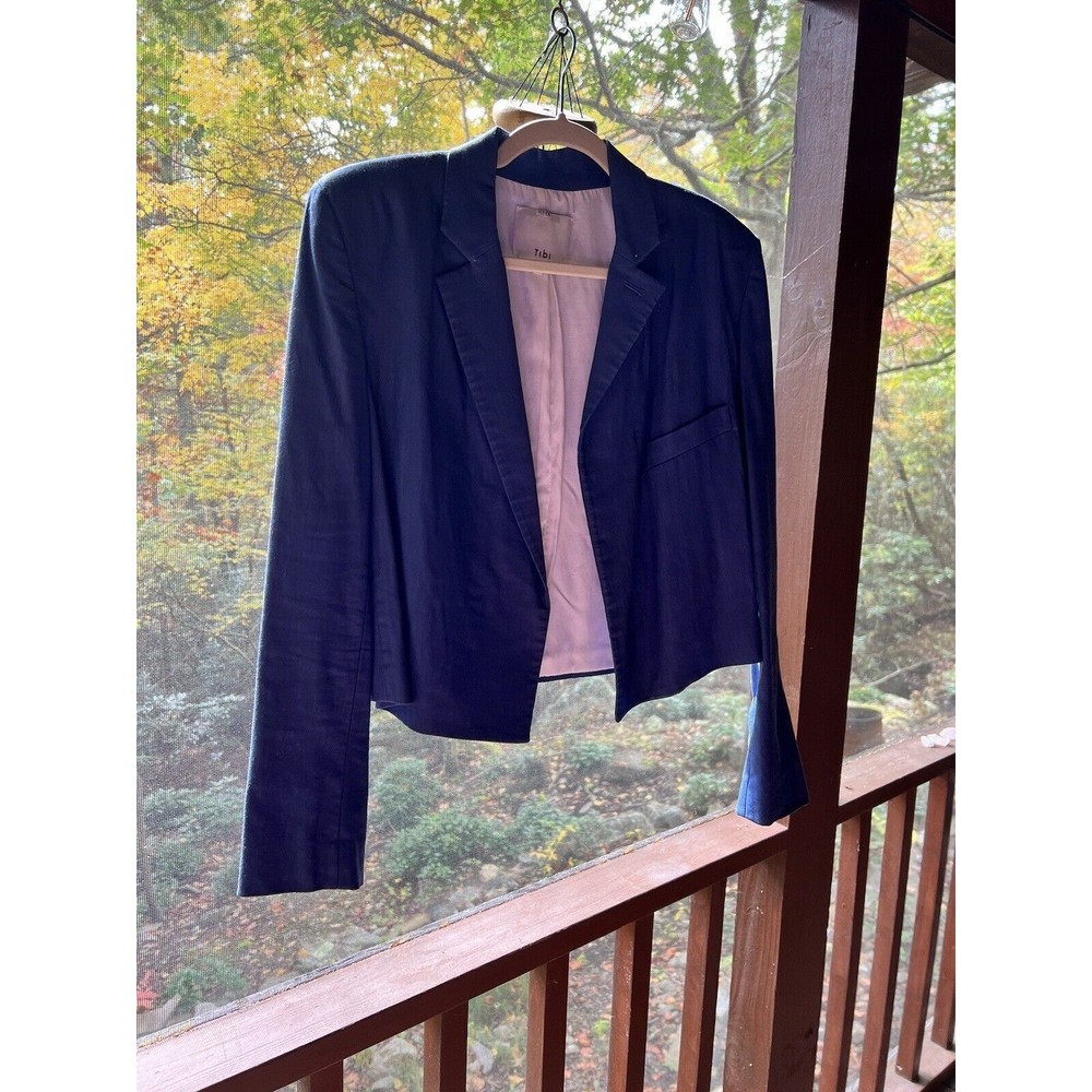 Tibi Womens Linen Cropped Jacket Size 4 12027530